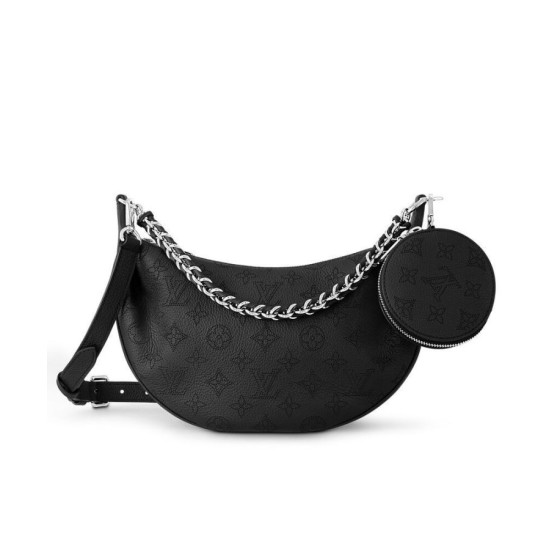 Fake Louis Vuitton Baia PM M22819 Eye-catching Half-moon Bag Black Replica