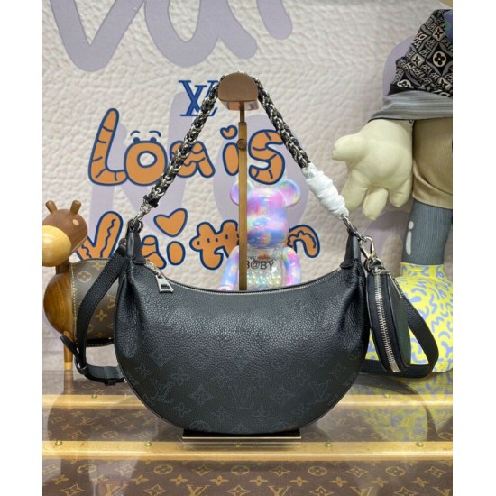 Fake Louis Vuitton Baia PM M22819 Eye-catching Half-moon Bag Black Replica