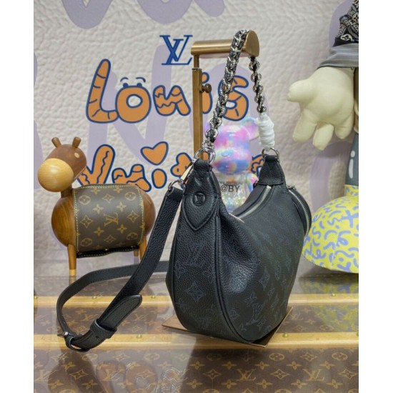Fake Louis Vuitton Baia PM M22819 Eye-catching Half-moon Bag Black Replica