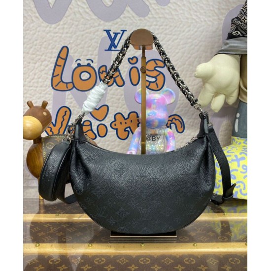 Fake Louis Vuitton Baia PM M22819 Eye-catching Half-moon Bag Black Replica
