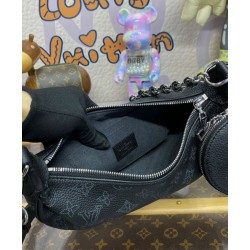 Fake Louis Vuitton Baia PM M22819 Eye-catching Half-moon Bag Black Replica