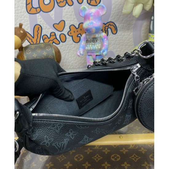 Fake Louis Vuitton Baia PM M22819 Eye-catching Half-moon Bag Black Replica