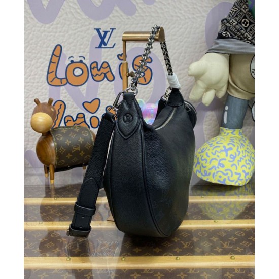 Fake Louis Vuitton Baia MM M22823 Eye-catching Half-moon Bag Black Replica