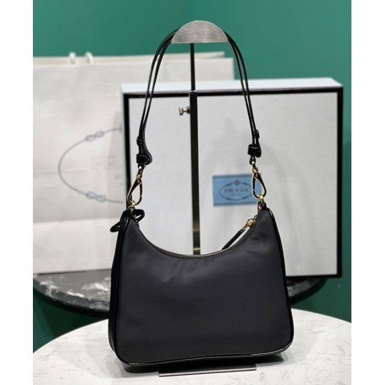 Replica Prada Re-Nylon And Brushed Leather Mini-bag 1BC198 Black Replica Prada Re-Nylon And Brushed Leather Mini-bag 1BC198 Black