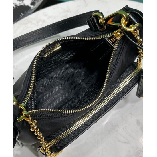 Replica Prada Re-Nylon And Brushed Leather Mini-bag 1BC198 Black Replica Prada Re-Nylon And Brushed Leather Mini-bag 1BC198 Black