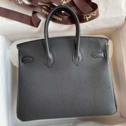 Replica Hermes Birkin 25 Retourne Handmade Bag Black Clemence