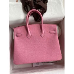 Fake Hermes Birkin 25 Retourne Bag Pink Clemence Replica Replica Hermes Birkin 25 Retourne Bag Pink Clemence