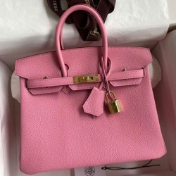Replica Hermes Birkin 25 Retourne Bag Pink Clemence