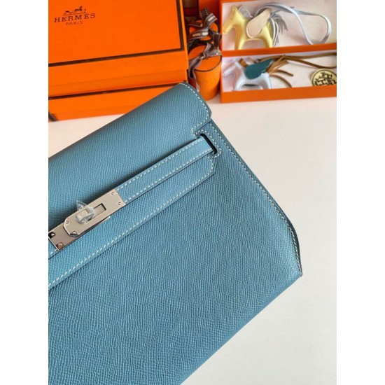 Replica Hermes Kelly Depeches 25 Pouch Blue Jean Epsom Calfskin Replica Hermes Kelly Depeches 25 Pouch Blue Jean Epsom Calfskin