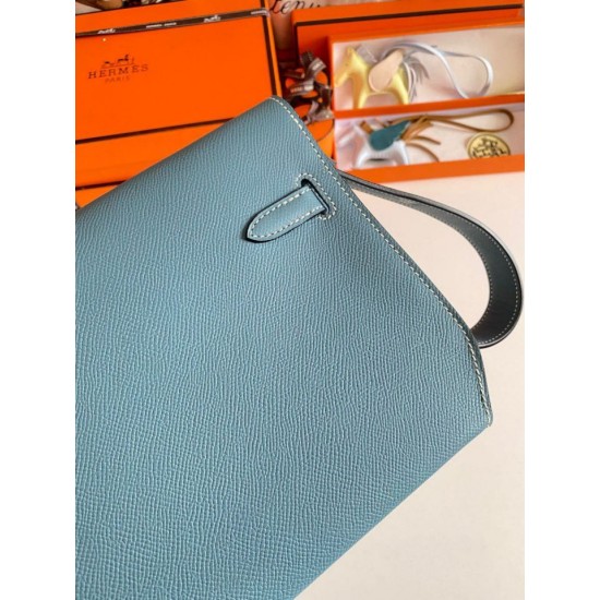 Replica Hermes Kelly Depeches 25 Pouch Blue Jean Epsom Calfskin Replica Hermes Kelly Depeches 25 Pouch Blue Jean Epsom Calfskin