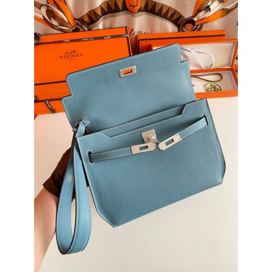 Replica Hermes Kelly Depeches 25 Pouch Blue Jean Epsom Calfskin Replica Hermes Kelly Depeches 25 Pouch Blue Jean Epsom Calfskin