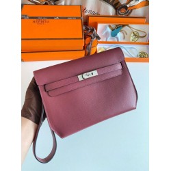 Replica Hermes Kelly Depeches 25 Pouch Bordeaux Epsom Calfskin