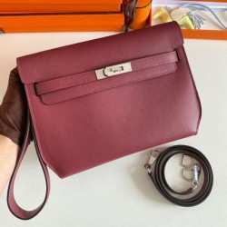 Replica Hermes Kelly Depeches 25 Pouch Bordeaux Epsom Calfskin