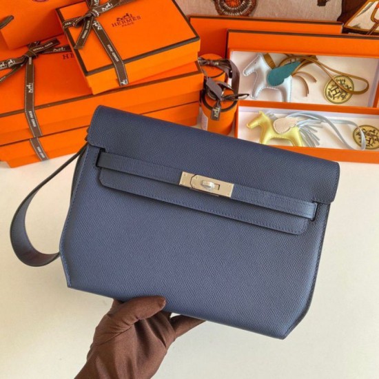 Replica Hermes Kelly Depeches 25 Pouch Blue Saphir Epsom Calfskin Fake Hermes Kelly Depeches 25 Pouch Blue Saphir Epsom Calfskin Replica
