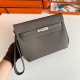 Replica Hermes Kelly Depeches 25 Pouch Etain Epsom Calfskin