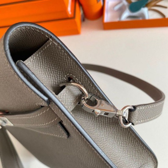 Replica Hermes Kelly Depeches 25 Pouch Etain Epsom Calfskin