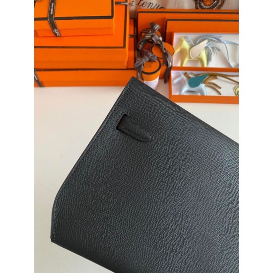 Replica Hermes Kelly Depeches 25 Pouch Black Epsom Calfskin Replica Hermes Kelly Depeches 25 Pouch Black Epsom Calfskin