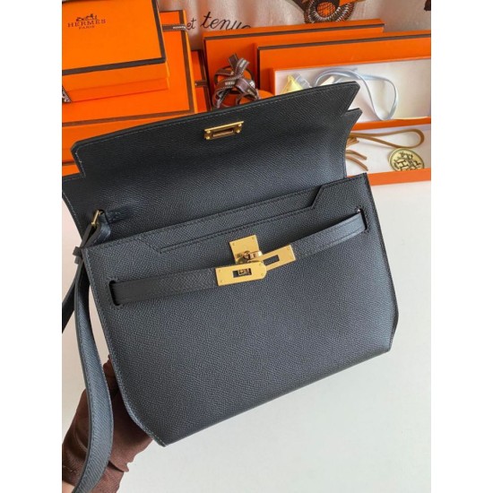 Replica Hermes Kelly Depeches 25 Pouch Black Epsom Calfskin Replica Hermes Kelly Depeches 25 Pouch Black Epsom Calfskin
