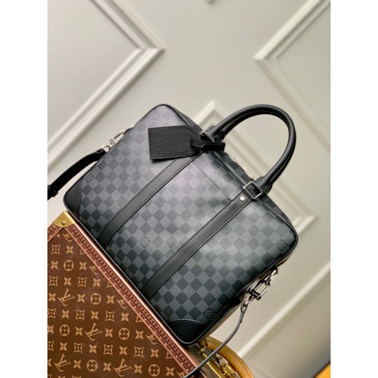 Fake Louis Vuitton Porte-Documents Voyage PM in Damier Graphite Canvas N40445 Replica Replica Louis Vuitton Porte-Documents Voyage PM in Damier Graphite Canvas N40445