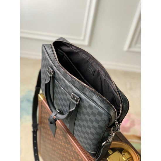 Fake Louis Vuitton Porte-Documents Voyage PM in Damier Graphite Canvas N40445 Replica Replica Louis Vuitton Porte-Documents Voyage PM in Damier Graphite Canvas N40445