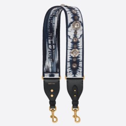 Fake Dior Blue Multicolor Tie Dior Embroidery Shoulder Strap Replica