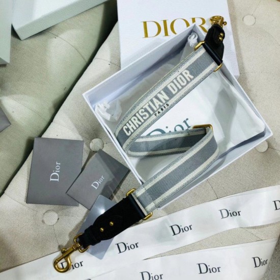 Replica Dior Embroidery Adjustable Shoulder Strap Grey Replica Dior Embroidery Adjustable Shoulder Strap Grey