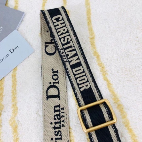 Fake Dior Embroidery Adjustable Shoulder Strap Black Replica Replica Dior Embroidery Adjustable Shoulder Strap Black