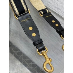Replica Dior Adjustable Shoulder Strap with Ring Embroidery Canvas Black Fake Dior Adjustable Shoulder Strap with Ring Embroidery Canvas Black Replica