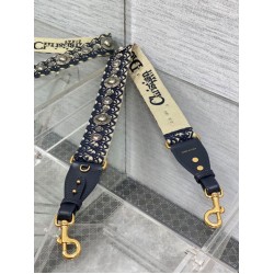 Fake Dior Shoulder Strap with Ring Oblique Embroidery with Medallions Blue Replica Replica Dior Shoulder Strap with Ring Oblique Embroidery with Medallions Blue