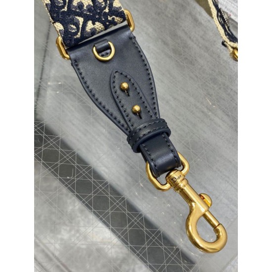 Fake Dior Shoulder Strap with Ring Oblique Embroidery with Medallions Blue Replica Replica Dior Shoulder Strap with Ring Oblique Embroidery with Medallions Blue