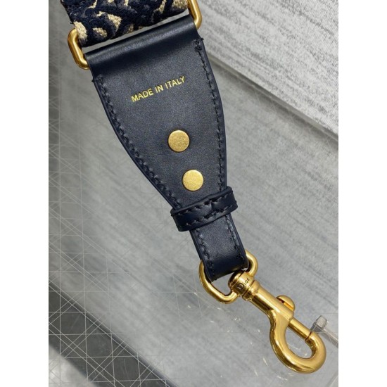 Fake Dior Shoulder Strap with Ring Oblique Embroidery with Medallions Blue Replica Replica Dior Shoulder Strap with Ring Oblique Embroidery with Medallions Blue