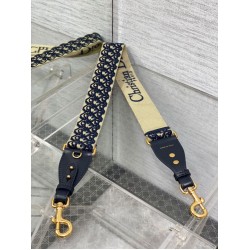 Replica Dior Shoulder Strap with Ring Oblique Embroidery Blue Replica Dior Shoulder Strap with Ring Oblique Embroidery Blue