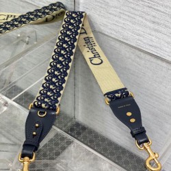 Replica Dior Shoulder Strap with Ring Oblique Embroidery Blue