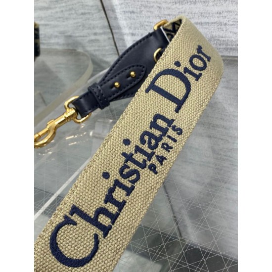 Replica Dior Shoulder Strap with Ring Oblique Embroidery Blue Replica Dior Shoulder Strap with Ring Oblique Embroidery Blue
