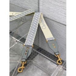 Fake Dior Shoulder Strap with Ring Oblique Embroidery Gray Replica Fake Dior Shoulder Strap with Ring Oblique Embroidery Gray Replica