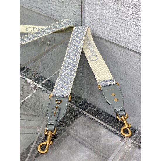 Fake Dior Shoulder Strap with Ring Oblique Embroidery Gray Replica Fake Dior Shoulder Strap with Ring Oblique Embroidery Gray Replica