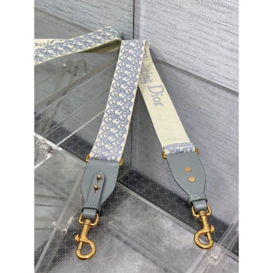 Fake Dior Shoulder Strap with Ring Oblique Embroidery Gray Replica Fake Dior Shoulder Strap with Ring Oblique Embroidery Gray Replica