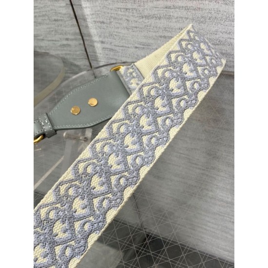 Fake Dior Shoulder Strap with Ring Oblique Embroidery Gray Replica Fake Dior Shoulder Strap with Ring Oblique Embroidery Gray Replica