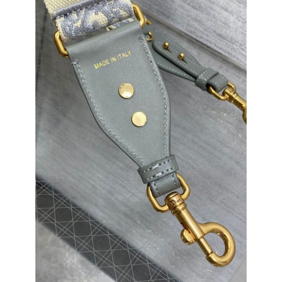 Fake Dior Shoulder Strap with Ring Oblique Embroidery Gray Replica Fake Dior Shoulder Strap with Ring Oblique Embroidery Gray Replica