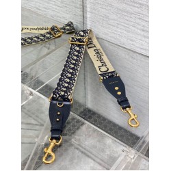 Fake Dior Adjustable Shoulder Strap with Ring Oblique Embroidery Blue Replica Replica Dior Adjustable Shoulder Strap with Ring Oblique Embroidery Blue