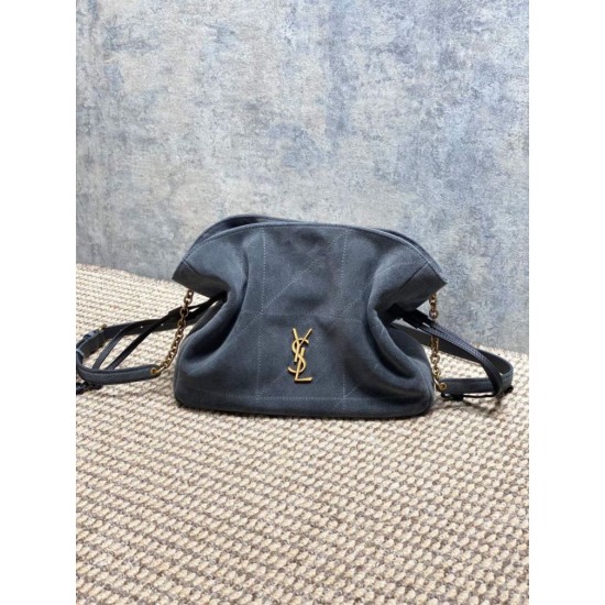 Super Clone Replica YSL Saint Laurent Jamie Shoulder Bag, Gray Suede Top Replica YSL Saint Laurent Jamie Shoulder Bag, Gray Suede