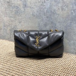 Top Replica YSL Saint Laurent Mini Loulou Puffer Shoulder Bag Urban Gray