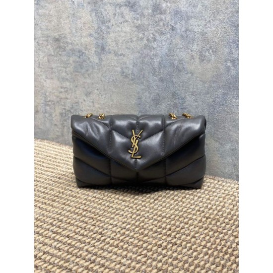 Top Replica YSL Saint Laurent Mini Loulou Puffer Shoulder Bag Urban Gray