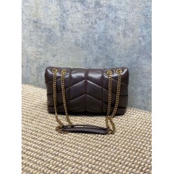 Top Replica YSL Saint Laurent Mini Loulou Puffer Shoulder Bag, Coffee