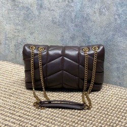Top Replica YSL Saint Laurent Mini Loulou Puffer Shoulder Bag, Coffee