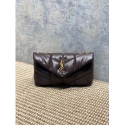 Top Replica YSL Saint Laurent Mini Loulou Puffer Shoulder Bag, Coffee