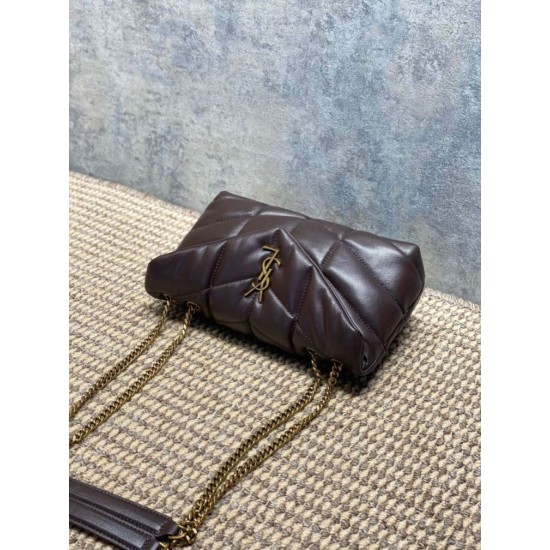 Top Replica YSL Saint Laurent Mini Loulou Puffer Shoulder Bag, Coffee