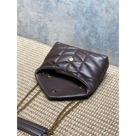 Top Replica YSL Saint Laurent Mini Loulou Puffer Shoulder Bag, Coffee