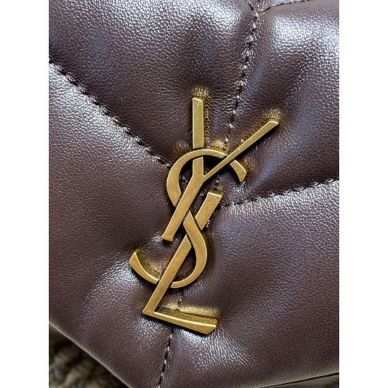 Top Replica YSL Saint Laurent Mini Loulou Puffer Shoulder Bag, Coffee