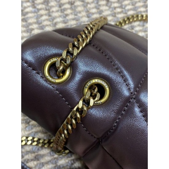 Top Replica YSL Saint Laurent Mini Loulou Puffer Shoulder Bag, Coffee